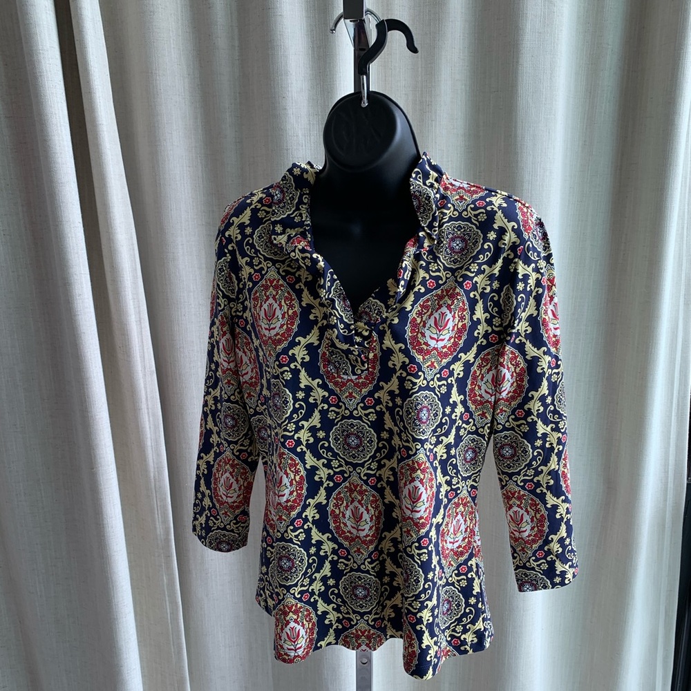 J. MCLAUGHLIN 3/4 sleeve scuba stretch print top